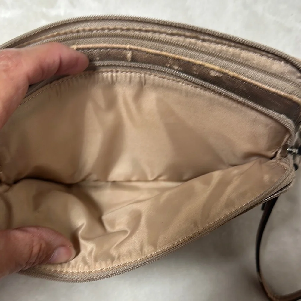 Coach Tan and Pink Signature Wristlet Clutch